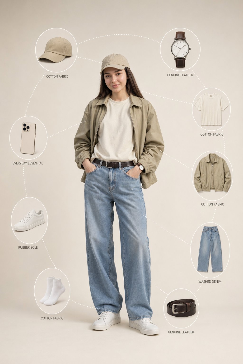 AI prompt example image: Beige menswear fashion infographic in Portrait & People