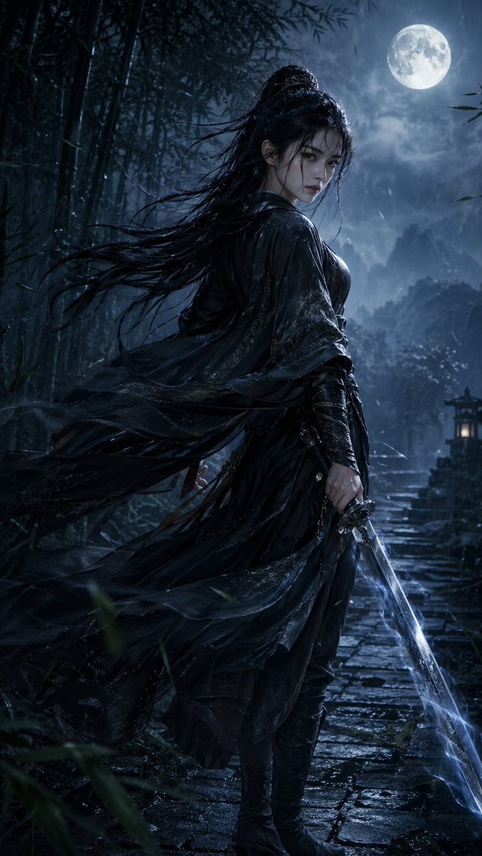 AI prompt example image: Ultimate wuxia heroine 9:16 in Portrait & People