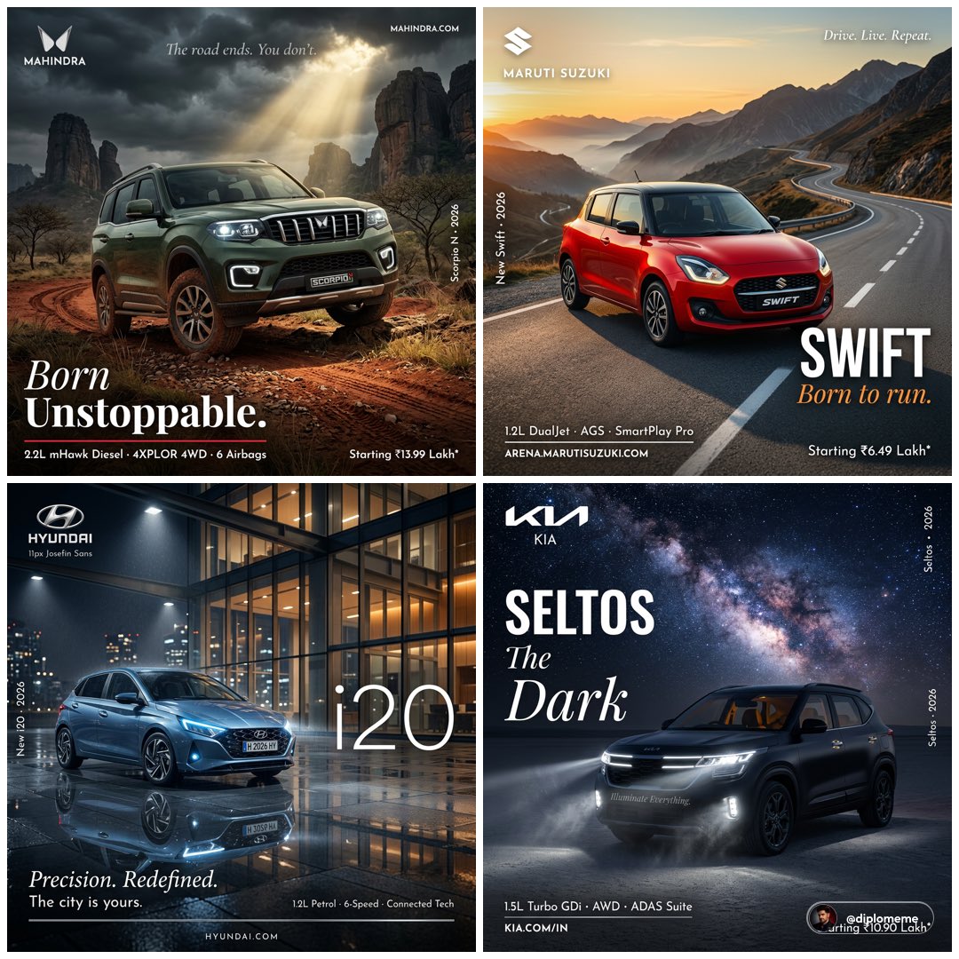 Automotive poster visual from the Vango prompt library for Veo 3.1 video generation
